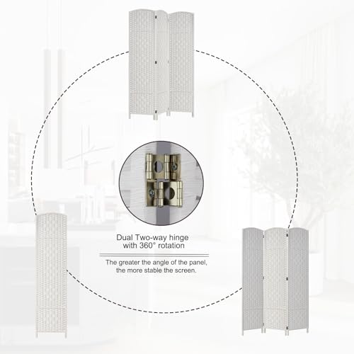 Rose Home Fashion 6 ft Tall Room Divider 4 Panel Folding Privacy Screen, Dark Coffee C8634