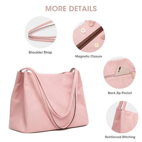 Kattee Leather Tote Bag for Women, Casual Shoulder Hobo Purse with Magnetic Snap Closure U606