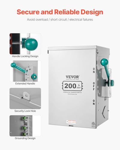 VEVOR 200A Generator Transfer Switch, 48000W Manual Double-Throw, 120/240V, NEMA 3R O290