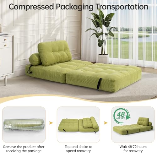 Folding Sofa Bed Convertible Sleeper Chair with Pillow, Grey L546