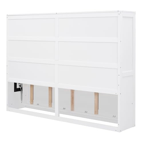Full Size Murphy Bed with Drawers, Cabinets and USB Ports, Gray D589081