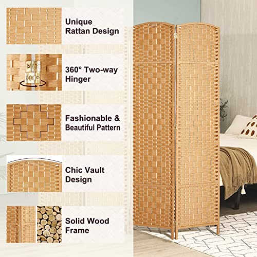 Rose Home Fashion 6 ft Tall Room Divider 4 Panel Folding Privacy Screen, Dark Coffee C8634