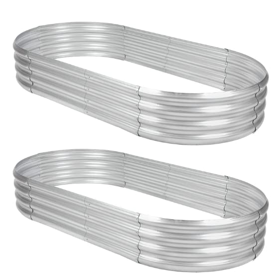 2Pack Raised Garden Bed 6×3×1FT,Galvanized Planter Box Oval Large Matel Steel Backyard Beds Outdoor for Vegetables,Flowers,Herbs,Plant