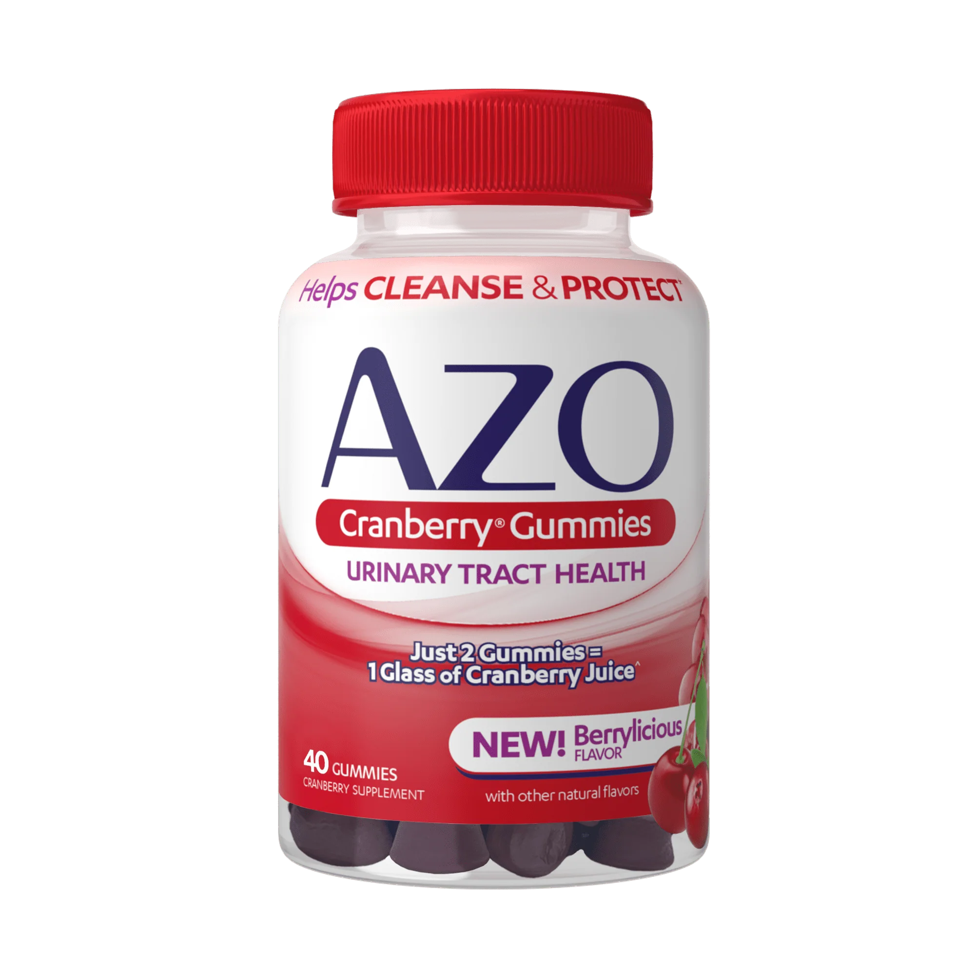 AZO Cranberry Urinary Tract Health Gummies Dietary Supplement, Mixed Berry, 40 Gummies