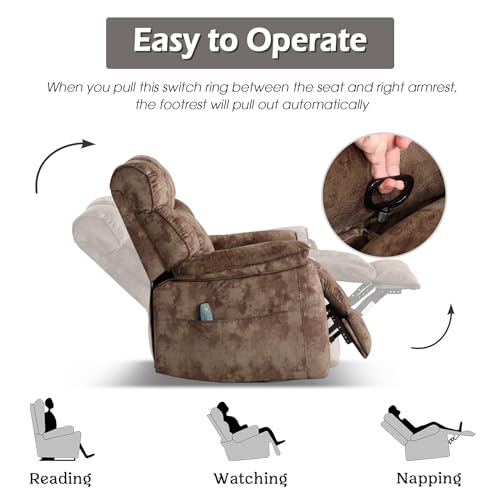 INZOY Massage Swivel Rocker Recliner with Heat and Vibration, Brown G989
