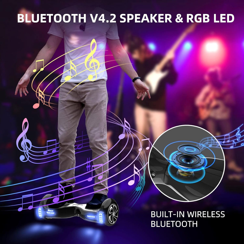 TOMOLOO Hoverboard 6.5" Self Balancing Scooter with Bluetooth Speaker and LED Lights K2729