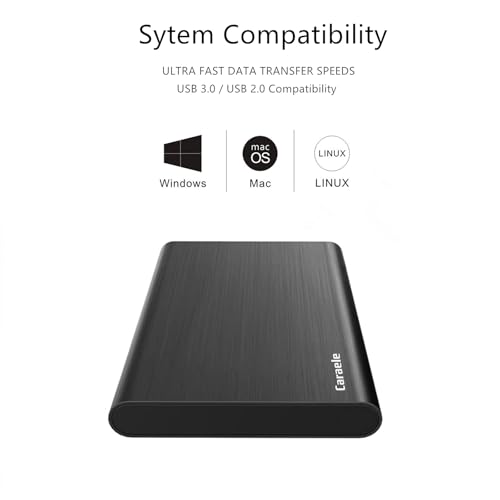 750GB Ultra Slim Portable External Hard Drive USB3.0 for PC, Mac, Xbox, PS4 (Black) C665600