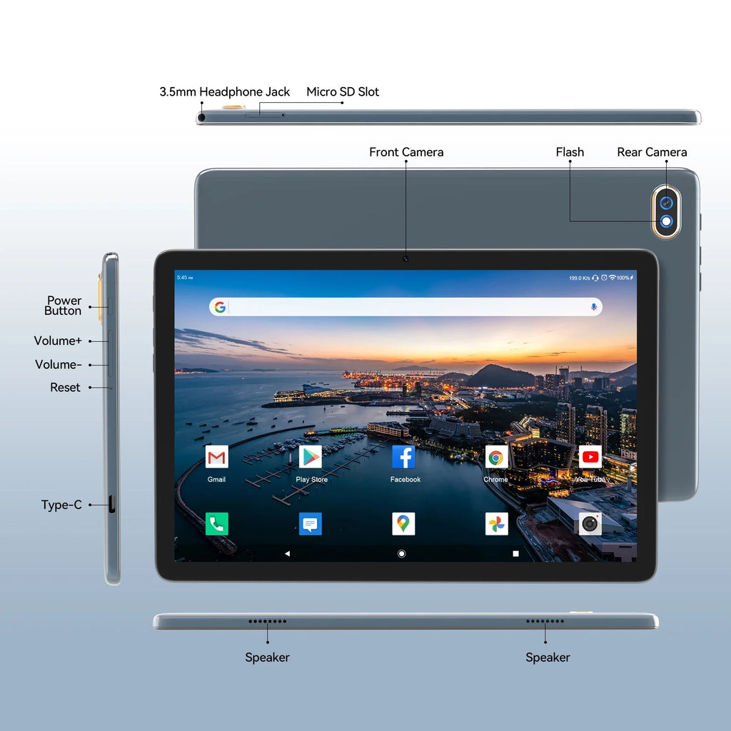 10.1 inch Android 12 Tablet 4GB RAM 128GB ROM WiFi GPS M250