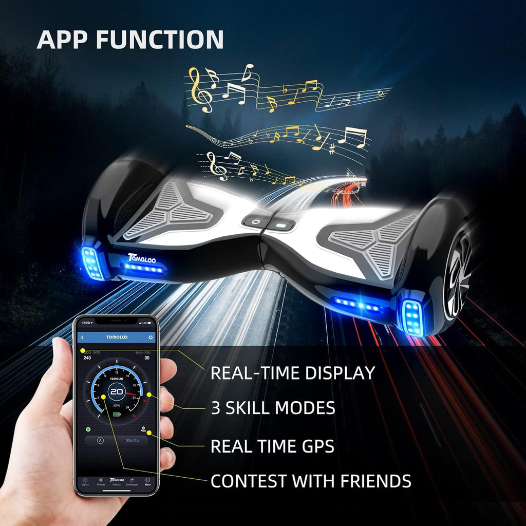TOMOLOO Hoverboard 6.5" Self Balancing Scooter with Bluetooth Speaker and LED Lights K2729