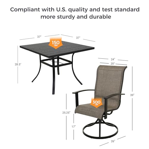 7-Piece Patio Dining Set for 6 with Swivel Chairs and Rectangular Table P2318