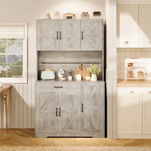 72" Tall Storage Cabinet with Adjustable Shelves & Steel Frame, Dark Grey F5479