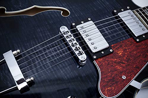 GROTE Jazz Electric Guitar Semi-Hollow Body with Gig Bag, Black Y60488