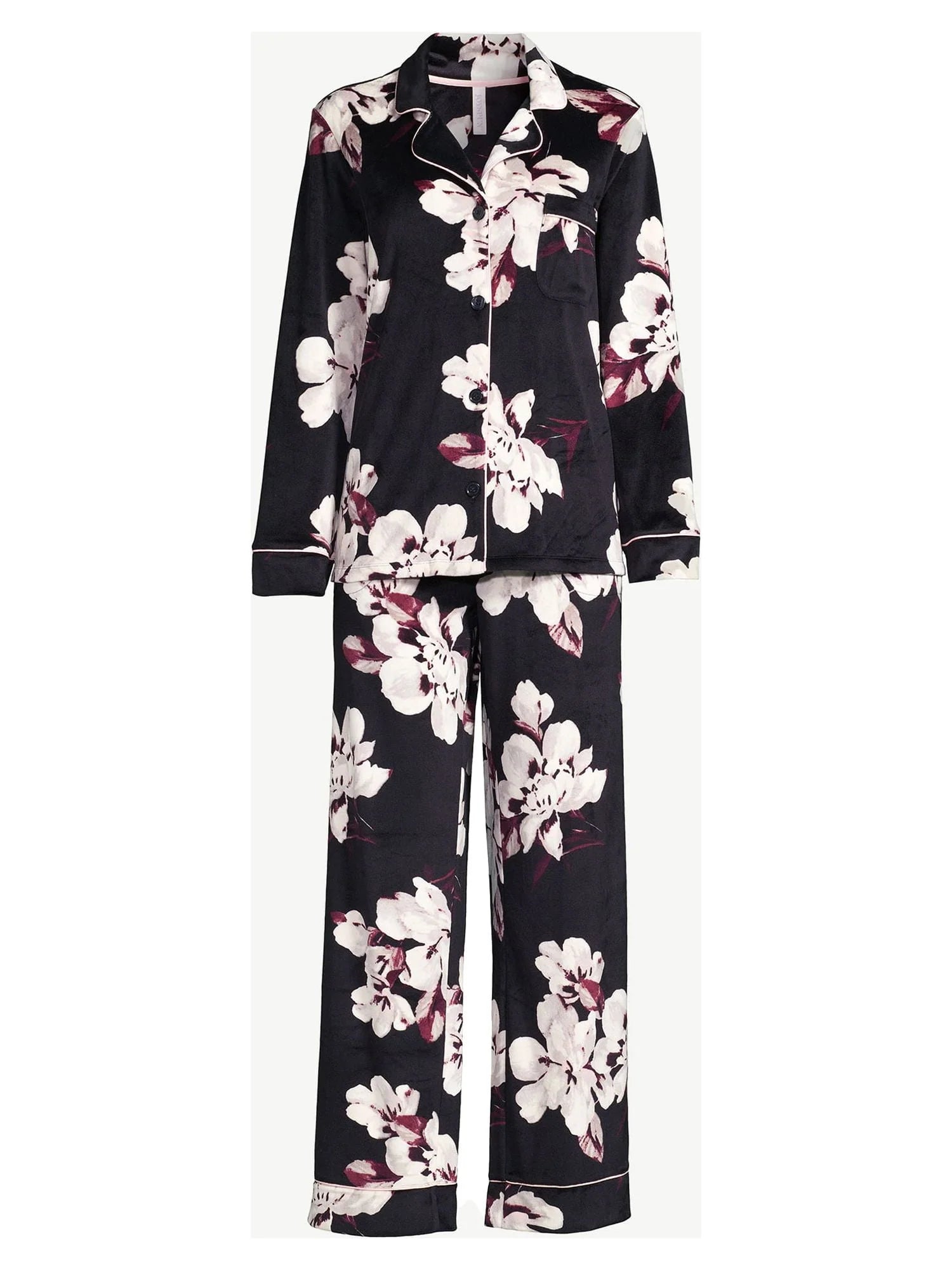 Joyspun Women's Velour Knit Pajama Set, 2-Piece C639006