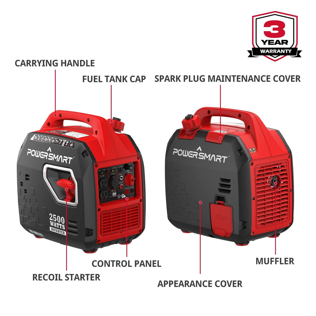 PowerSmart 2500W Portable Inverter Generator for Camping B8626