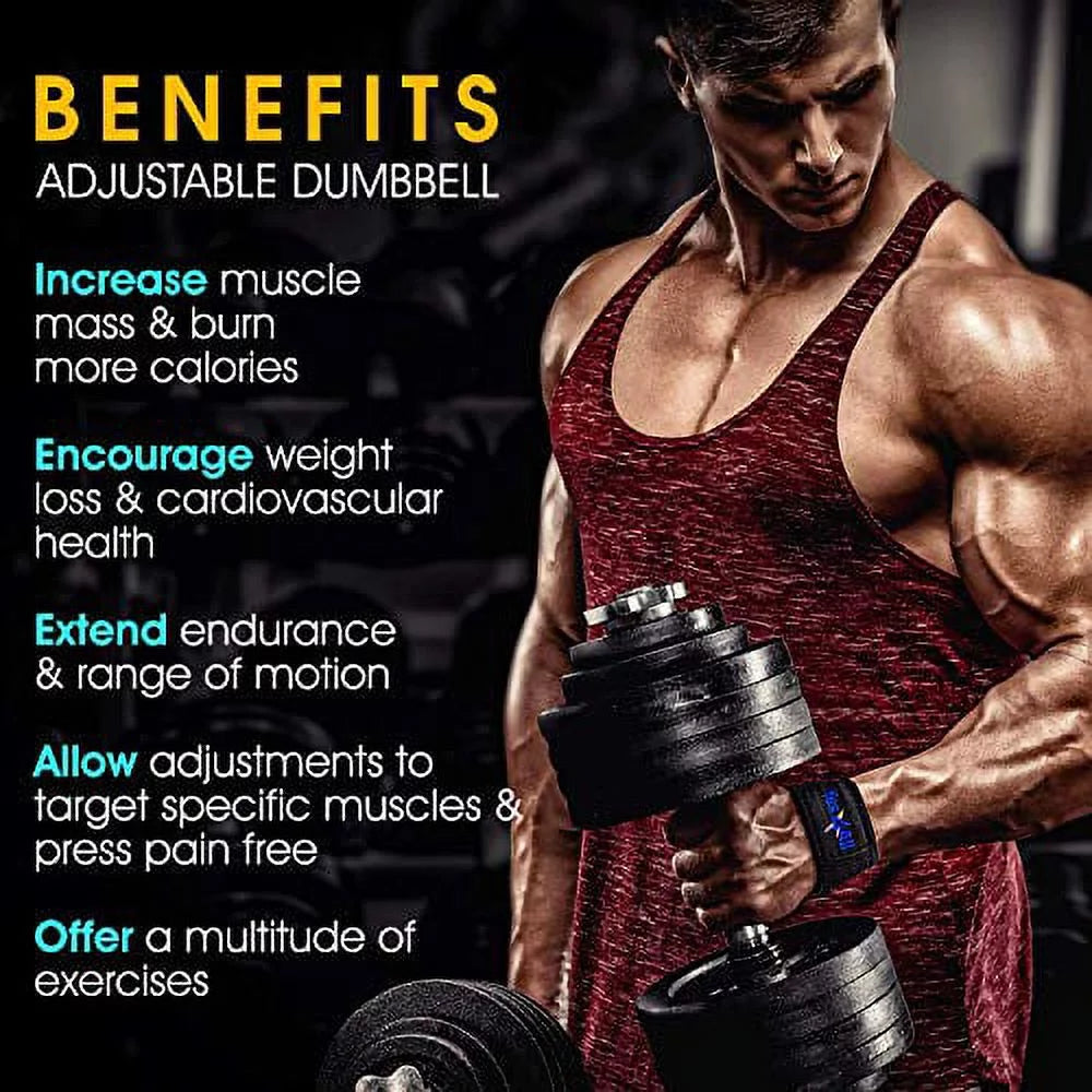 Yes4All 200 lbs Adjustable Dumbbell Set, Cast Iron Pair D6439