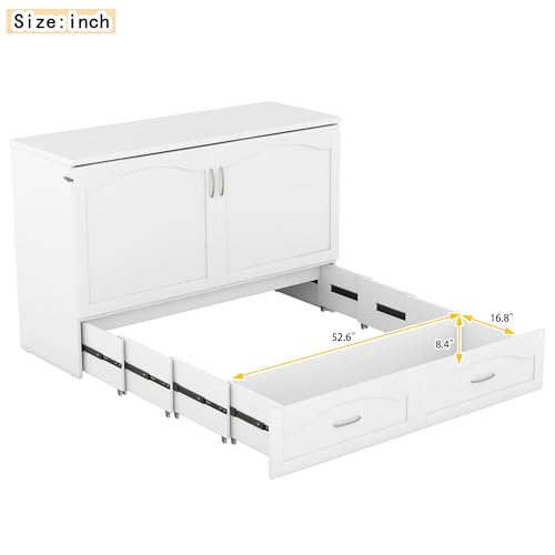 Full Size Murphy Bed with Drawers, Cabinets and USB Ports, Gray D589081