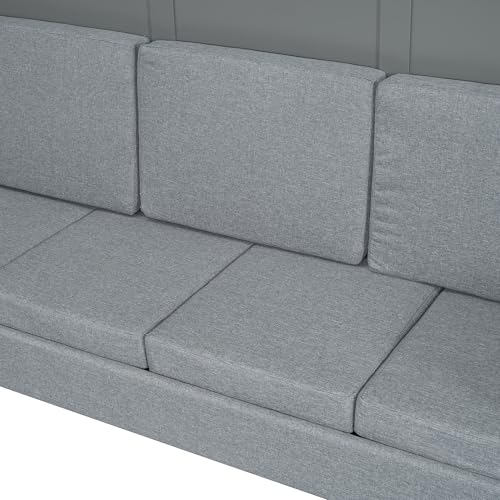 MERITLINE Queen Murphy Bed with Couch and Storage Shelves, White M951