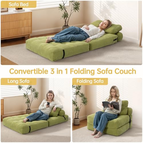 Folding Sofa Bed Convertible Sleeper Chair with Pillow, Grey L546