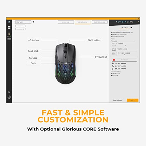 Glorious Gaming Model D 2 Wireless Ergonomic Mouse, 66g, White V612