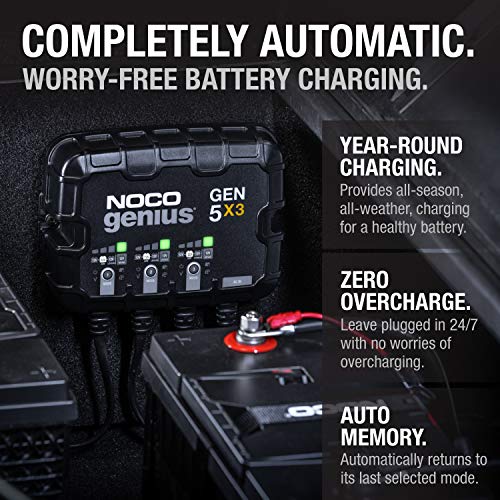 NOCO Genius GEN5X3 3-Bank 15A Onboard Battery Charger for Marine & Lithium Batteries U794925