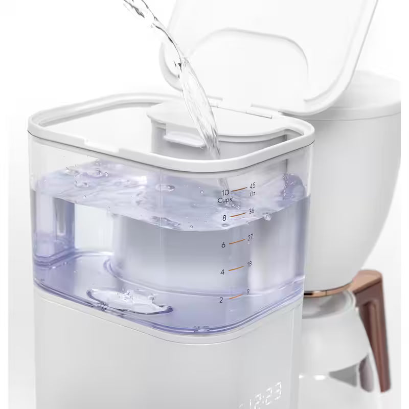 10 Cup Matte White Drip Coffee Maker with Glass Carafe W972947