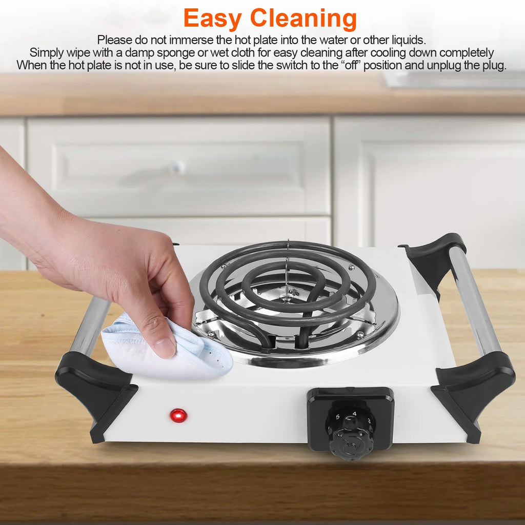 iMounTEK 1000W Electric Single Burner Portable Hot Plate with 5 Temperature Adjustments, White A6018