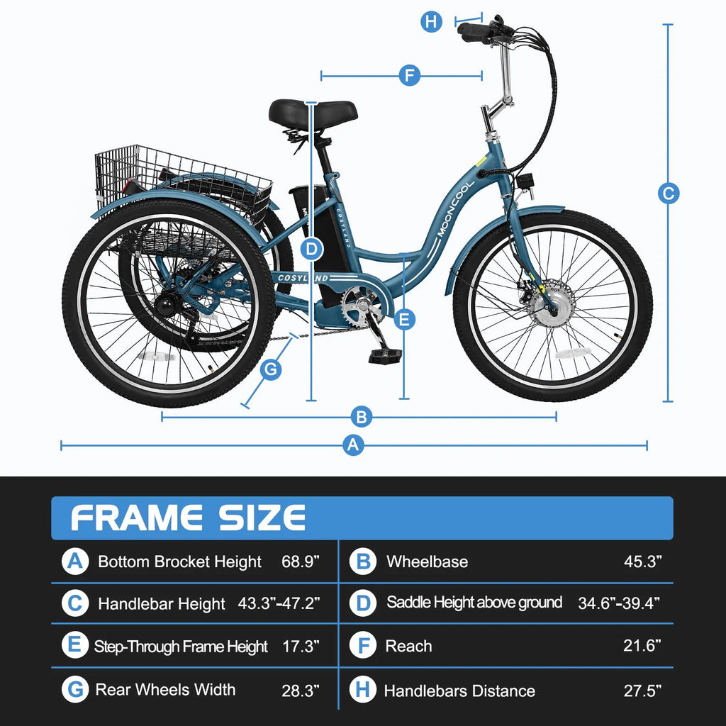 Lilypelle Adult Electric Tricycle 3-Wheel Bike for Seniors E1378