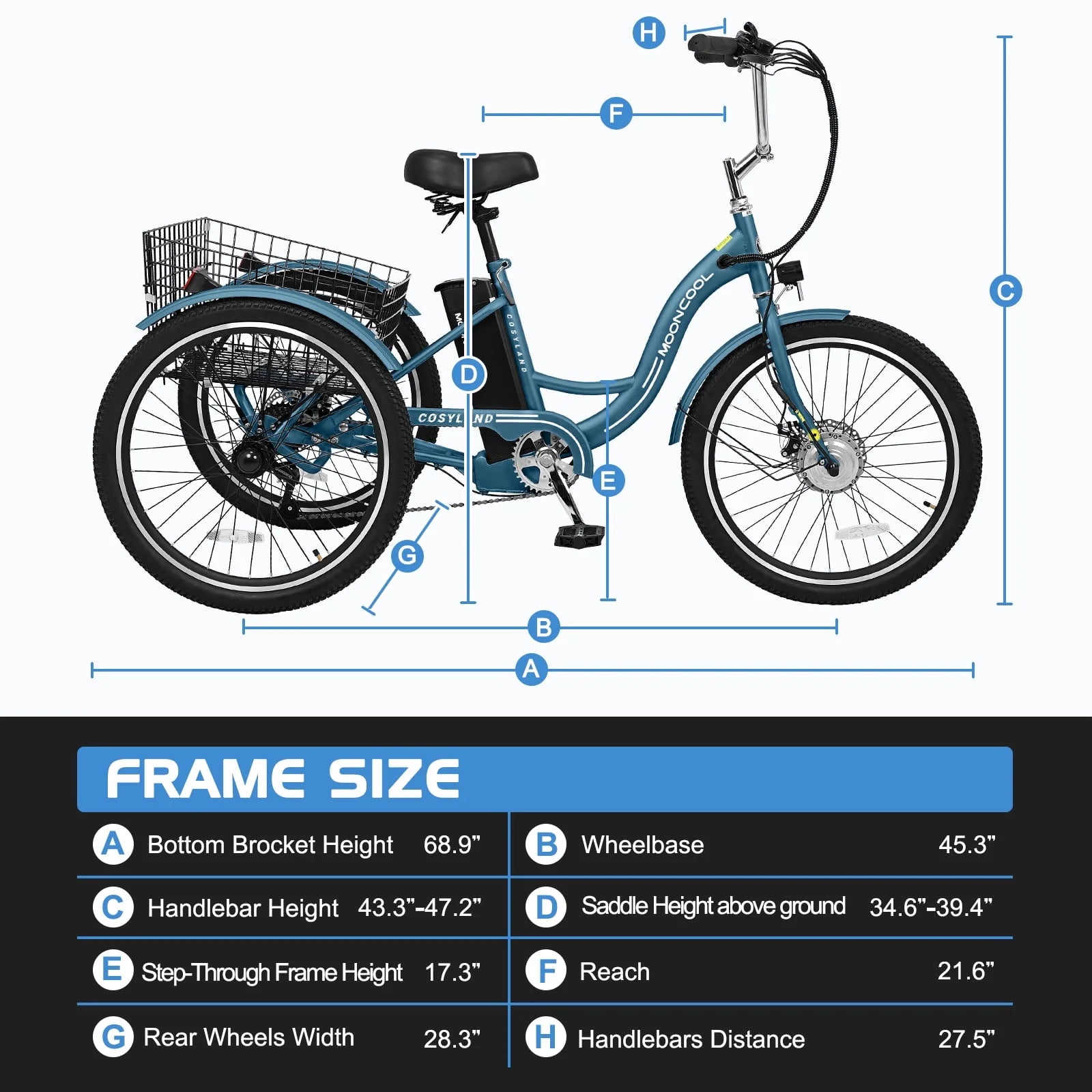 Lilypelle Adult Electric Tricycle 3-Wheel Bike for Seniors E1378