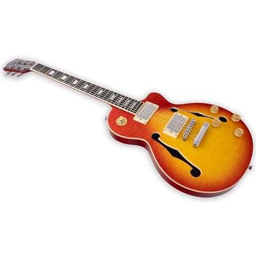 TARIO Electric Guitar Semi Hollowbody Quilted Maple Top with Bag K35033