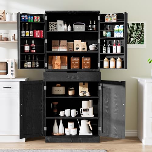 72" Tall Storage Cabinet with Adjustable Shelves & Steel Frame, Dark Grey F5479