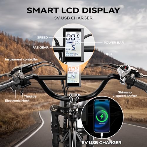 Electric Bike for Adults, 2000W Motor, 48V 25AH Battery, 20" Fat Tires S65549