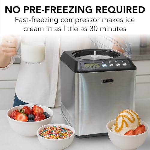 Whynter Ice Cream Maker 2.1 Qt Automatic with Built-In Compressor, Stainless Steel J810