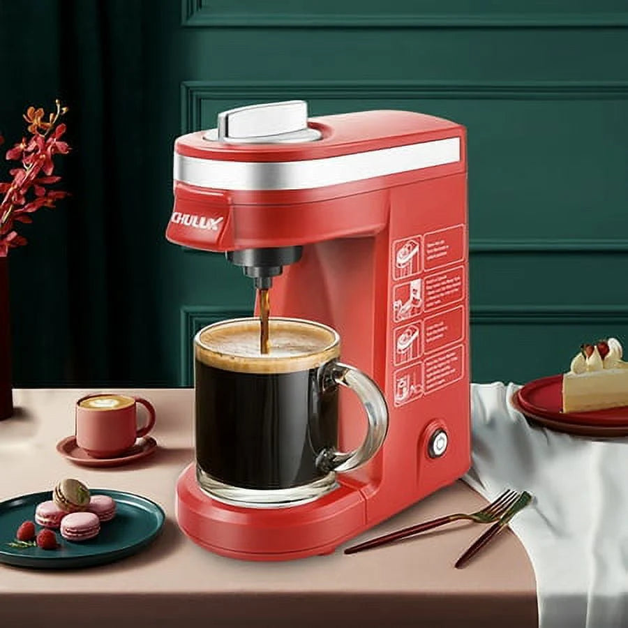 CHULUX Mini Single Serve Coffee Maker for K Pod & Ground Coffee U7469
