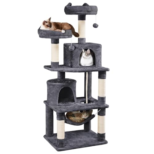 Yaheetech 62.5in Cat Tree with Platform & Hammock, Dark Gray L747397