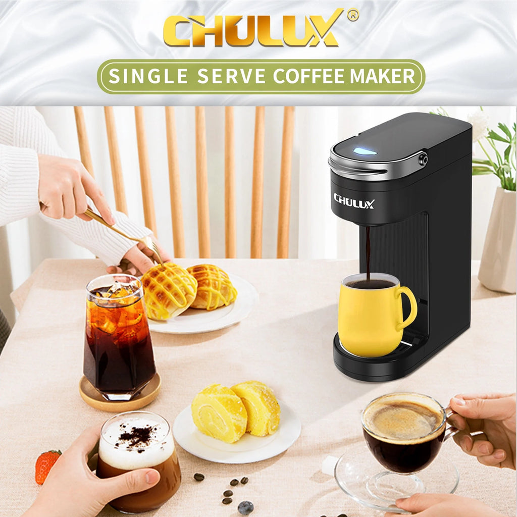 CHULUX Mini Single Serve Coffee Maker for K Pod & Ground Coffee U7469