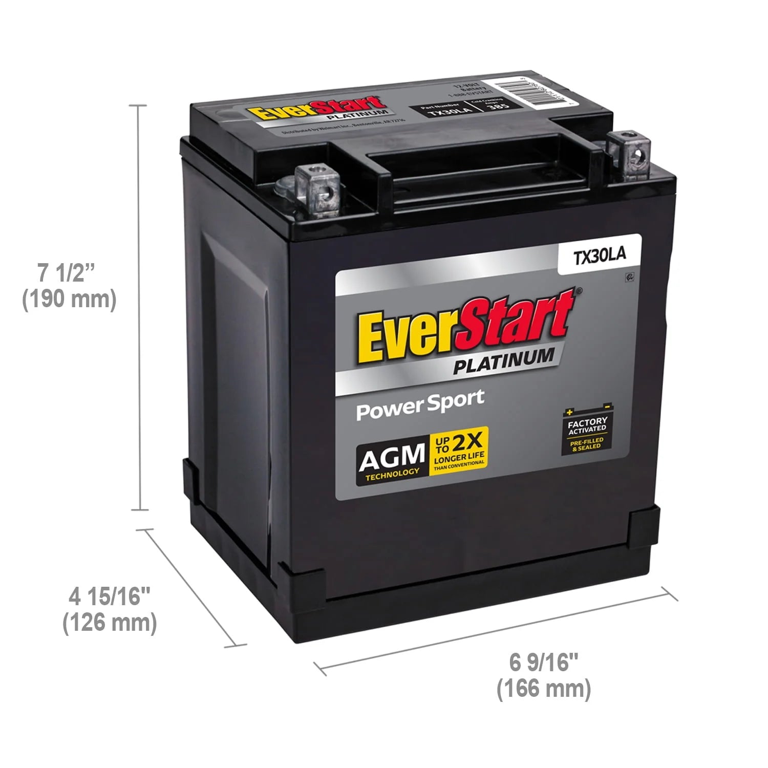 EverStart AGM PowerSport Battery Group TX30LA 12V 385 CCA H556