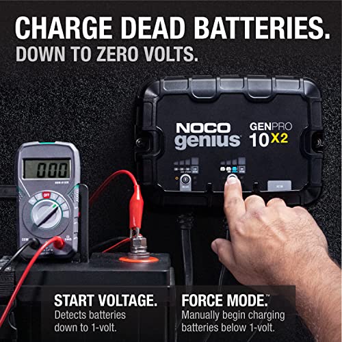 NOCO Genius GENPRO10X2 2-Bank 20A Onboard Battery Charger for Marine Lead-Acid & Lithium Batteries F5742