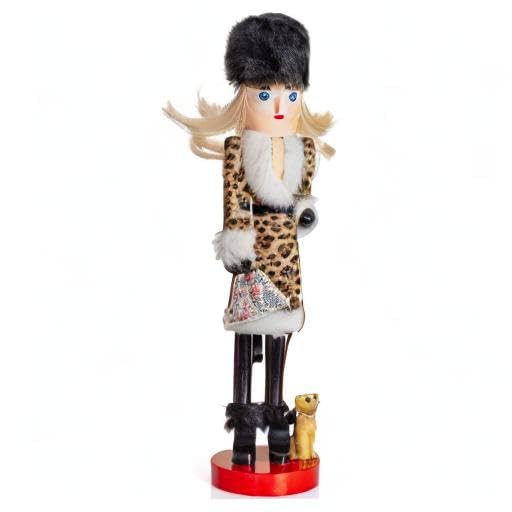 Ornativity Christmas Nutcracker Wooden Glitter Shopper Dog Mom Decor 15" H938