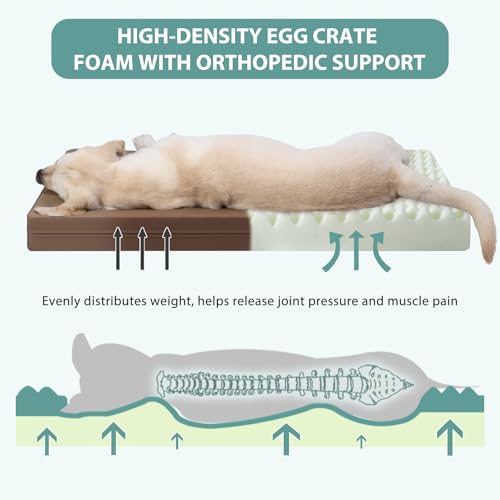 Vonabem Waterproof Dog Bed Large Medium Sized Dogs Outdoor Orthopedic Crate Pad Washable Gray 35"x22" C409