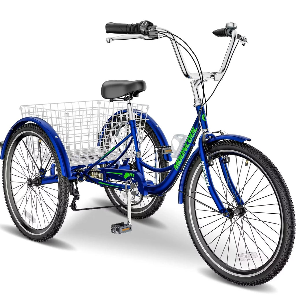 FICISOG 26 Adult Tricycle, 3 Wheel 7 Speed, 450lbs Capacity with Basket X547