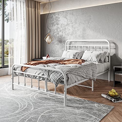 Vintage Full Size Metal Bed Frame with Headboard and Footboard, Black Z946901
