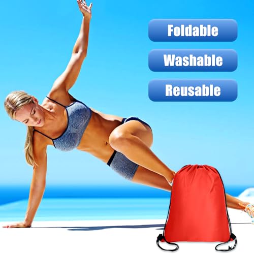 Lzerking Drawstring Backpack Bulk 50 Pcs 10 Colors Nylon N23917
