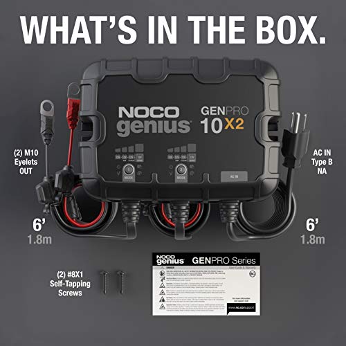 NOCO Genius GENPRO10X2 2-Bank 20A Onboard Battery Charger for Marine Lead-Acid & Lithium Batteries F5742