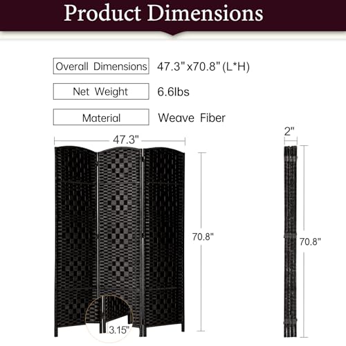 Rose Home Fashion 6 ft Tall Room Divider 4 Panel Folding Privacy Screen, Dark Coffee C8634