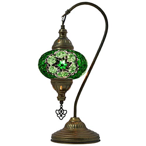 Mozaist Turkish Swan Neck Mosaic Table Lamp, Tiffany Stained Glass Desk Lamp L5162