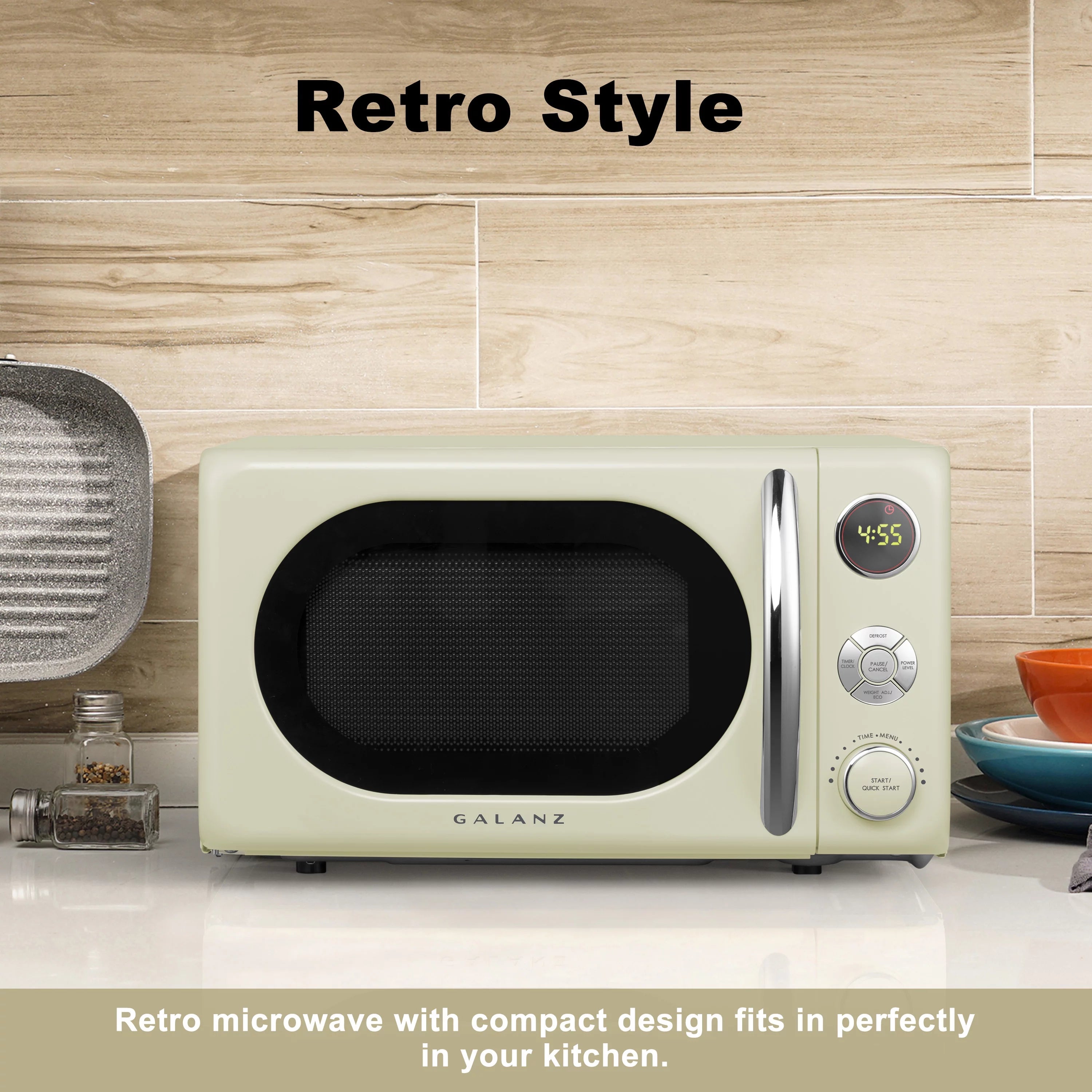 Galanz 0.7 Cu ft Retro Countertop Microwave Oven, 700W, Blue L502