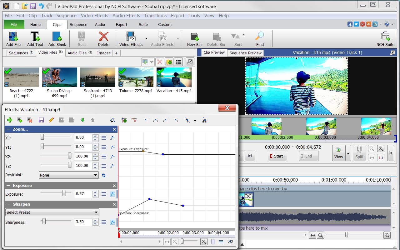 VideoPad Video Editor - Video Editing Software with Transitions and Effects J961