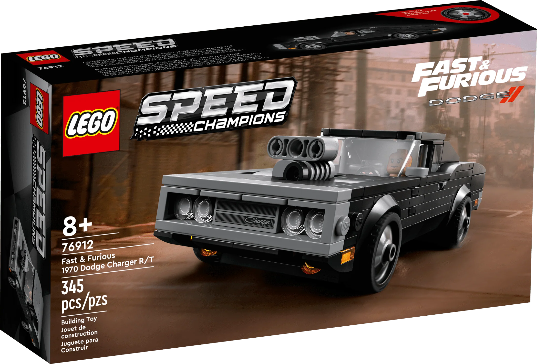 LEGO Speed Champions Fast & Furious 1970 Dodge Charger R/T 76912 Toy Muscle Car Model Kit N197410