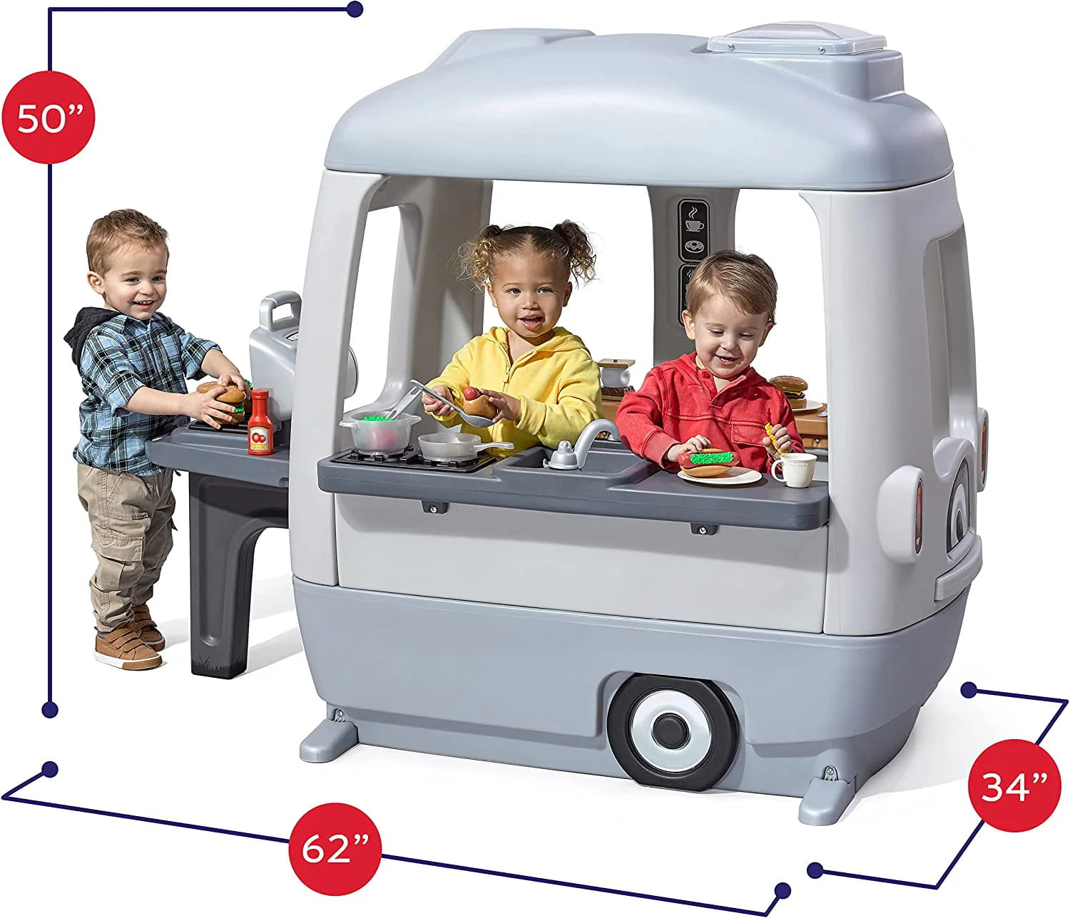 Step2 Adventure Camper Toddler Outdoor Playhouse with 50pc Accessory Set, Gray M25663