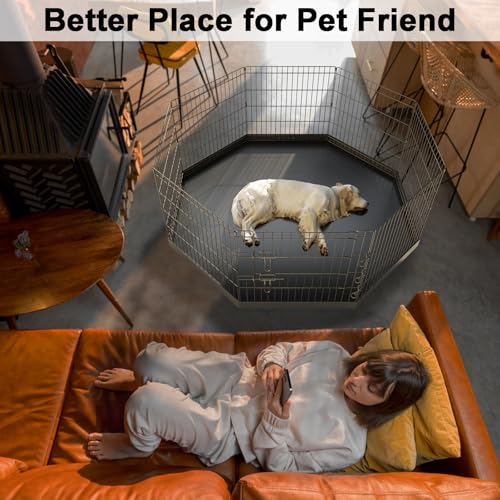 Artmeer Pet Playpen 8 Panels 24 Inch Foldable Dog Fence Kennel, Black N172167